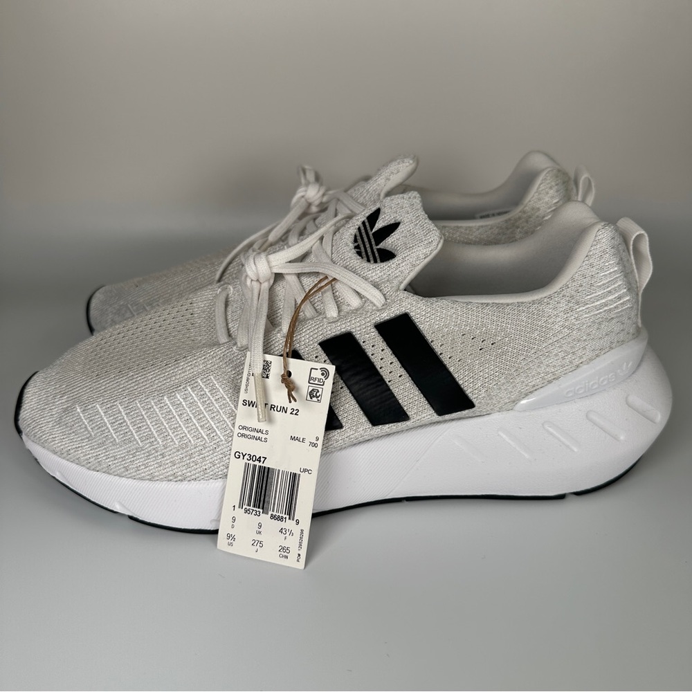 Adidas Originals Swift Run 22 Sneakers Men's Size 9.5 Light Gray White